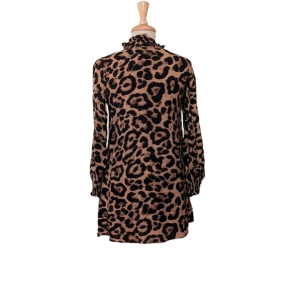 Nasty Gal High Collar Leopard Print Mini Dress  0 - Picture 3 of 9